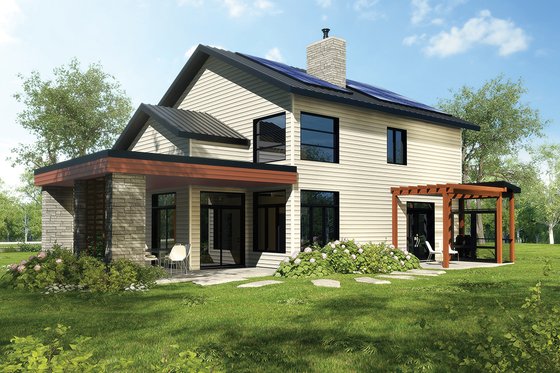 Exterior - Rear Elevation 1 for Modern House Plan #23-2308 - 4 bed, 2 bath