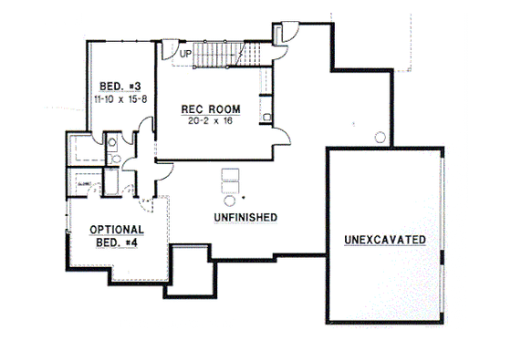 Floor Plan - Lower Floor for Traditional House Plan #67-319 - 4 bed, 3 bath