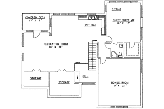 Floor Plan - Upper Floor for Traditional House Plan #117-169 - 4 bed, 4 bath