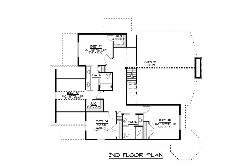 Home Plan - Floor Plan - Upper Floor for Craftsman House Plan #1064-23 - 5 bed, 3.5 bath