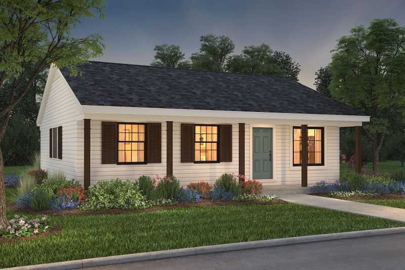 House Blueprint - Exterior - Front Elevation 5 for Ranch House Plan #72-101 - 3 bed, 2 bath