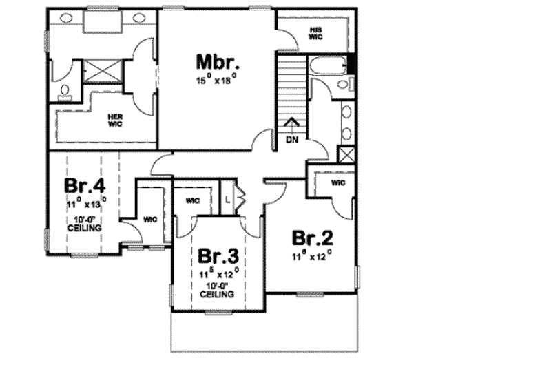 Home Plan - Floor Plan - Upper Floor 1 for Bungalow House Plan #20-1770 - 4 bed, 3 bath