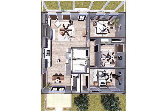 Floor Plan - Main Floor 2 for Cottage House Plan #44-302 - 3 bed, 1 bath