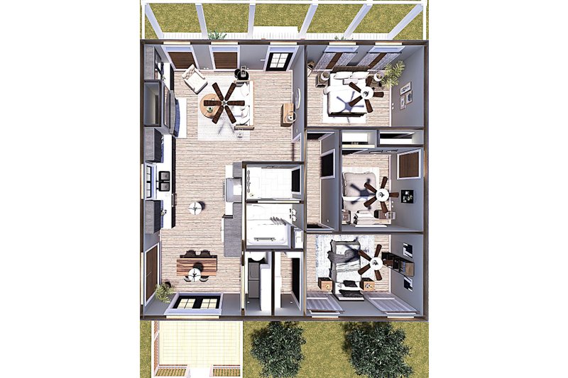 House Blueprint - Floor Plan - Main Floor 2 for Cottage House Plan #44-302 - 3 bed, 1 bath