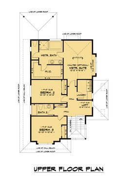 Floor Plan - Upper Floor for Contemporary House Plan #1066-136 - 3 bed, 2.5 bath