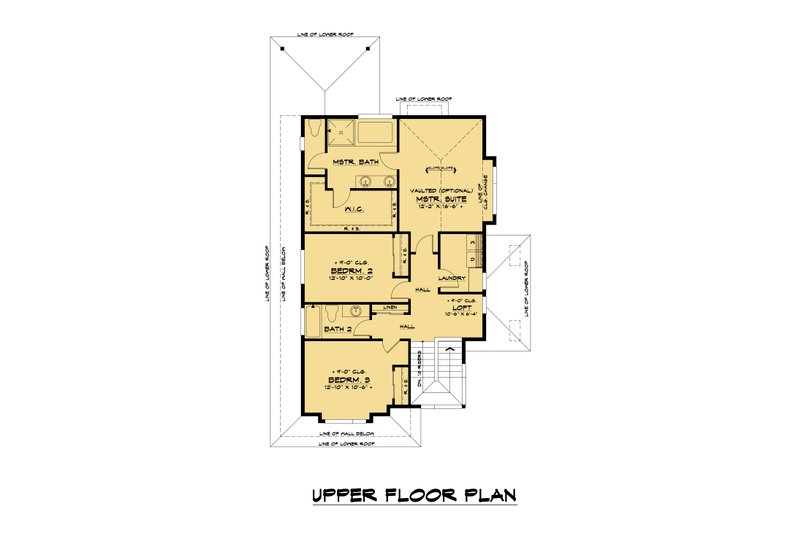 House Blueprint - Floor Plan - Upper Floor for Contemporary House Plan #1066-136 - 3 bed, 2.5 bath