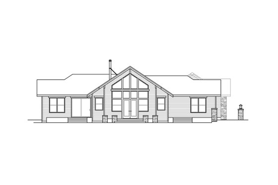 Exterior - Rear Elevation for Ranch House Plan #124-1301 - 2 bed, 2 bath