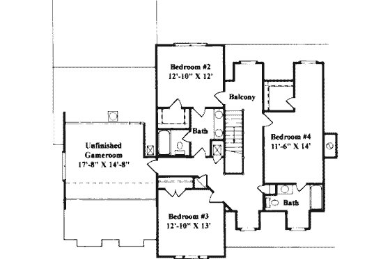 Floor Plan - Upper Floor for Country House Plan #37-219 - 4 bed, 3.5 bath