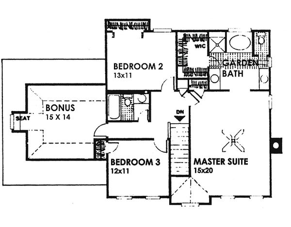 Colonial Floor Plan - Upper Floor Plan #30-206