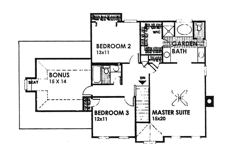 Dream House Plan - Floor Plan - Upper Floor for Colonial House Plan #30-206 - 4 bed, 3 bath