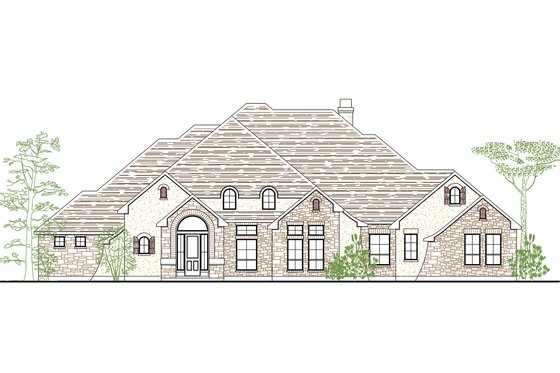 Exterior - Front Elevation 3 for European House Plan #80-160 - 4 bed, 4 bath