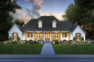 Southern Exterior - Front Elevation Plan #1074-67