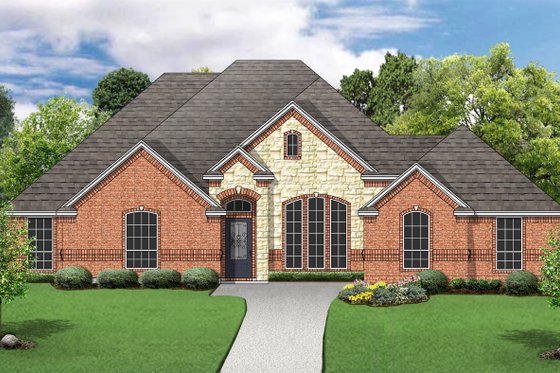 Exterior - Front Elevation for European House Plan #84-629 - 4 bed, 3 bath