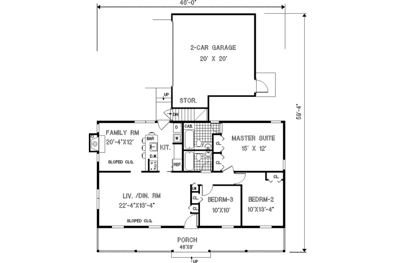Dream House Plan - Floor Plan - Main Floor for Ranch House Plan #3-108 - 3 bed, 2 bath