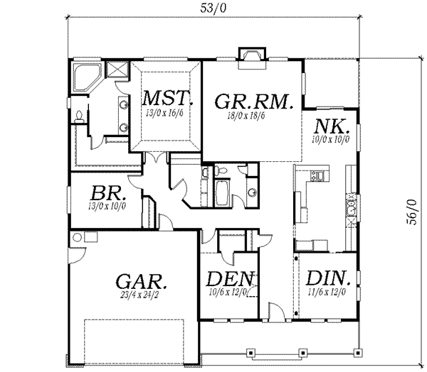 Craftsman Floor Plan - Main Floor Plan #130-101