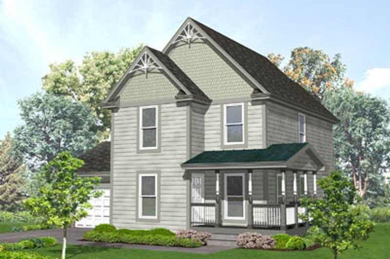 Victorian Style House Plan - 3 Beds 2.5 Baths 1387 Sq/Ft Plan #50-136