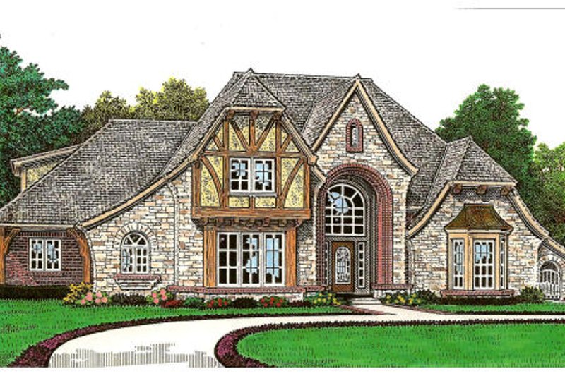 Home Plan - Tudor Exterior - Front Elevation Plan #310-656