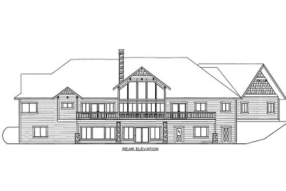Exterior - Rear Elevation for Craftsman House Plan #117-748 - 4 bed, 4.5 bath