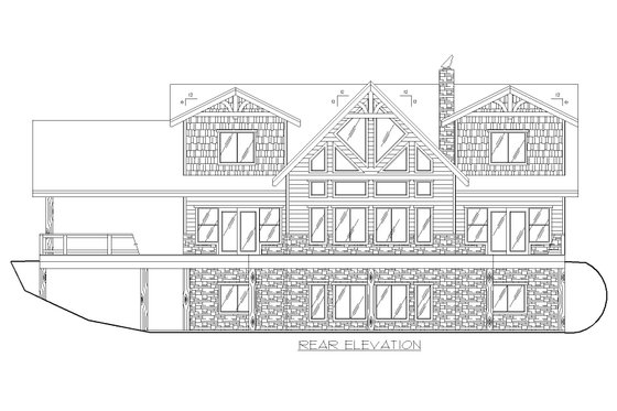 Exterior - Rear Elevation for Cabin House Plan #117-922 - 4 bed, 4.5 bath
