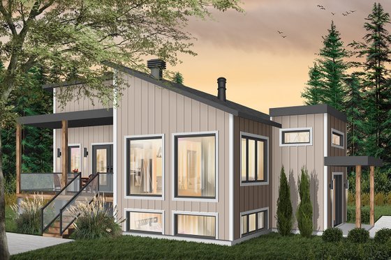 Exterior - Front Elevation 3 for Modern House Plan #23-2672 - 1 bed, 1 bath