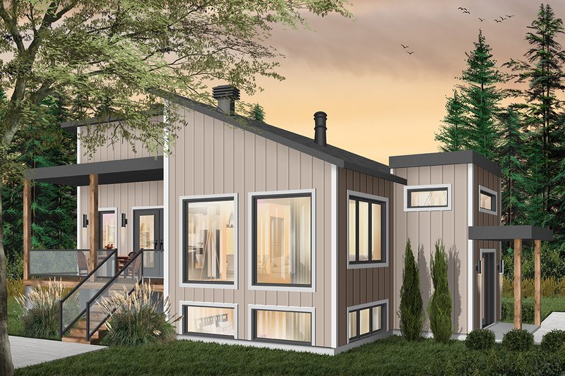 House Plan Design - Exterior - Front Elevation 3 for Modern House Plan #23-2672 - 1 bed, 1 bath