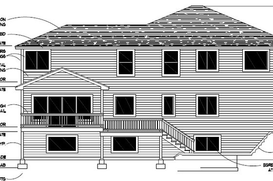 Exterior - Rear Elevation for Craftsman House Plan #112-182 - 4 bed, 2.5 bath