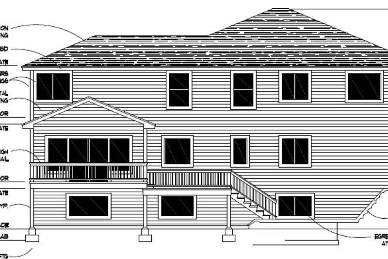 Dream House Plan - Exterior - Rear Elevation for Craftsman House Plan #112-182 - 4 bed, 2.5 bath