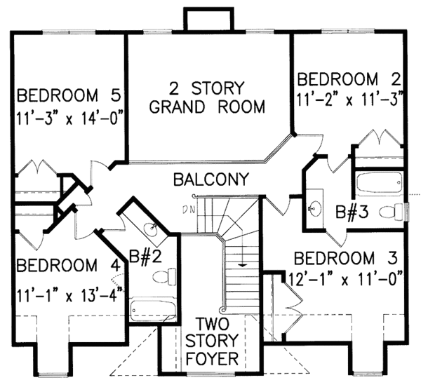 House Design - Classical Floor Plan - Upper Floor Plan #54-194
