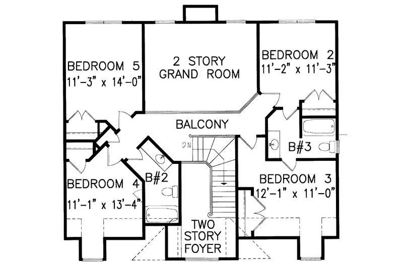 Home Plan - Floor Plan - Upper Floor for Classical House Plan #54-194 - 5 bed, 3.5 bath