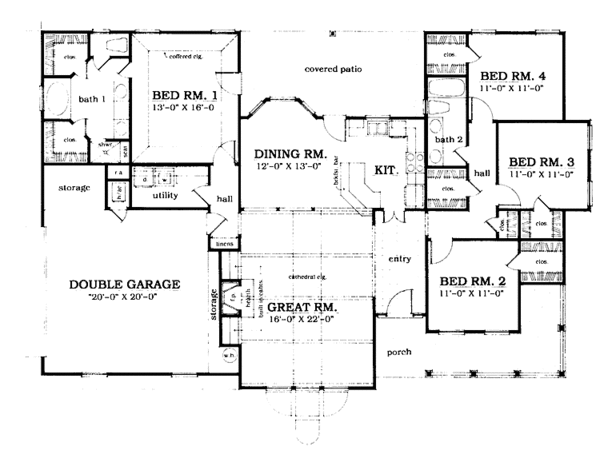 Architectural House Design - Country Floor Plan - Main Floor Plan #42-575