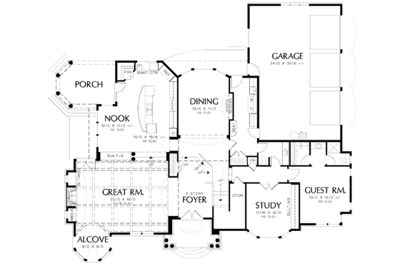Floor Plan - Main Floor for Craftsman House Plan #48-807 - 4 bed, 4.5 bath