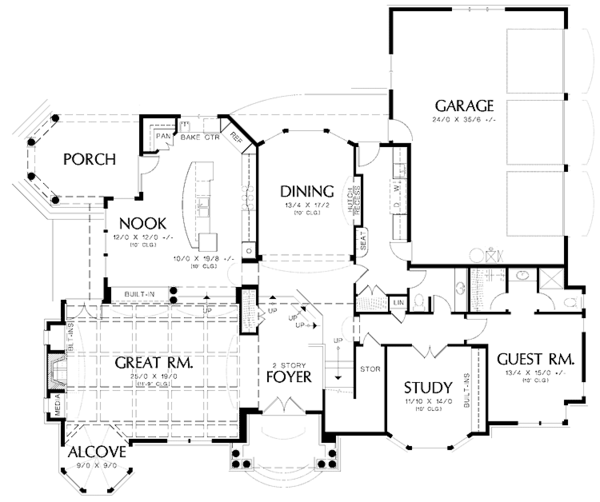 Architectural House Design - Craftsman Floor Plan - Main Floor Plan #48-807