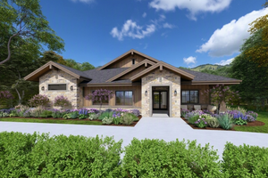 Architectural House Design - Exterior - Front Elevation for Ranch House Plan #1069-47 - 3 bed, 3.5 bath
