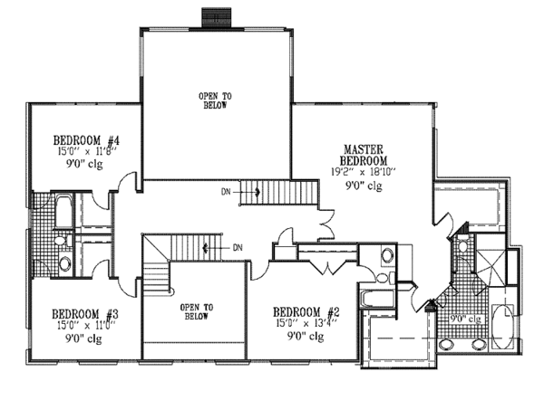 House Blueprint - Classical Floor Plan - Upper Floor Plan #953-49