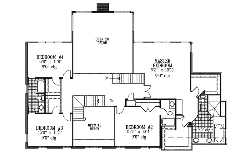 Architectural House Design - Floor Plan - Upper Floor for Classical House Plan #953-49 - 4 bed, 3.5 bath