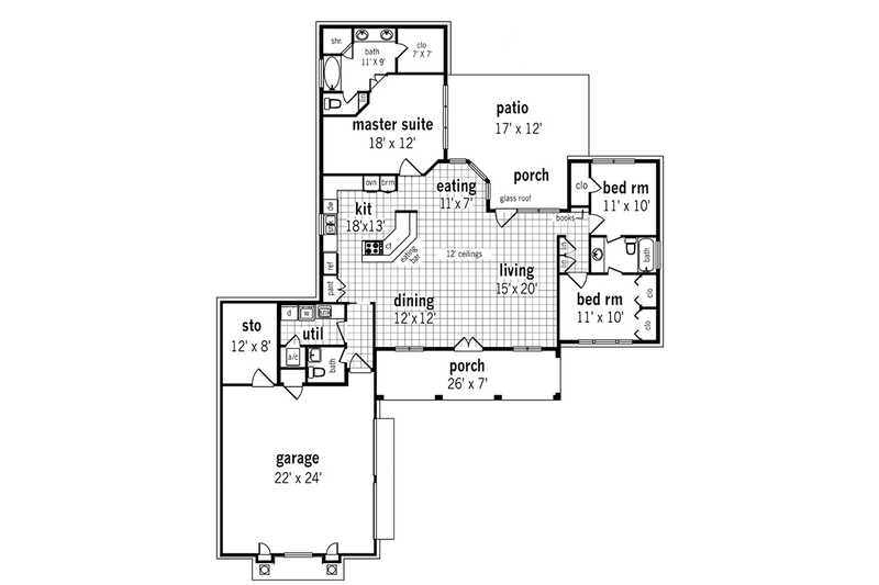 Home Plan - Floor Plan - Main Floor for European House Plan #45-568 - 3 bed, 2.5 bath