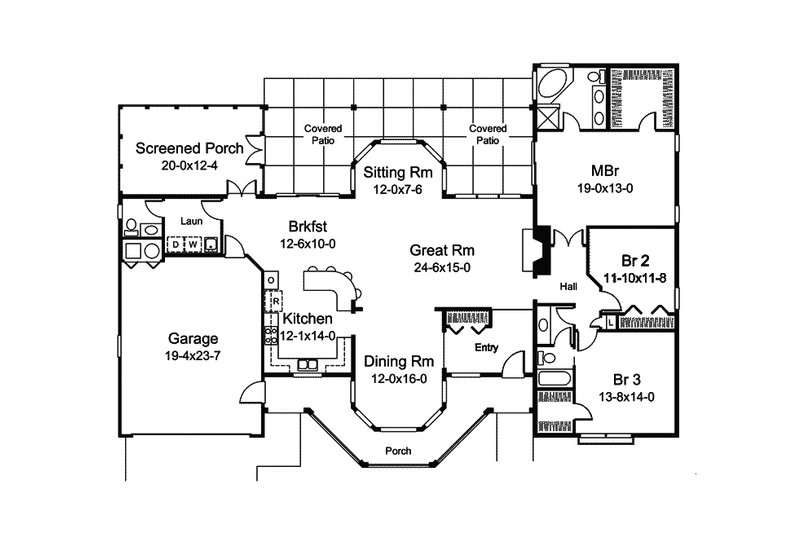 Home Plan - Floor Plan - Main Floor for Country House Plan #57-689 - 3 bed, 2.5 bath
