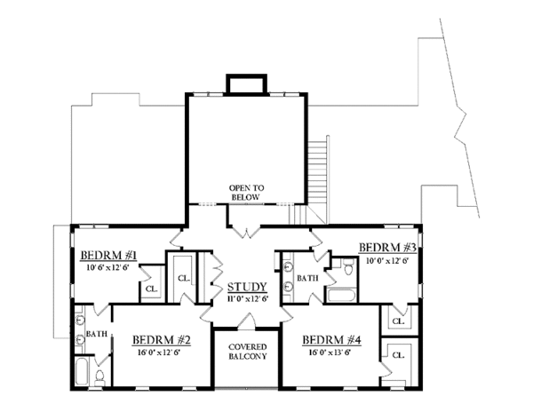 House Blueprint - Country Floor Plan - Upper Floor Plan #937-12