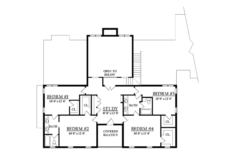 Architectural House Design - Floor Plan - Upper Floor for Country House Plan #937-12 - 5 bed, 3 bath