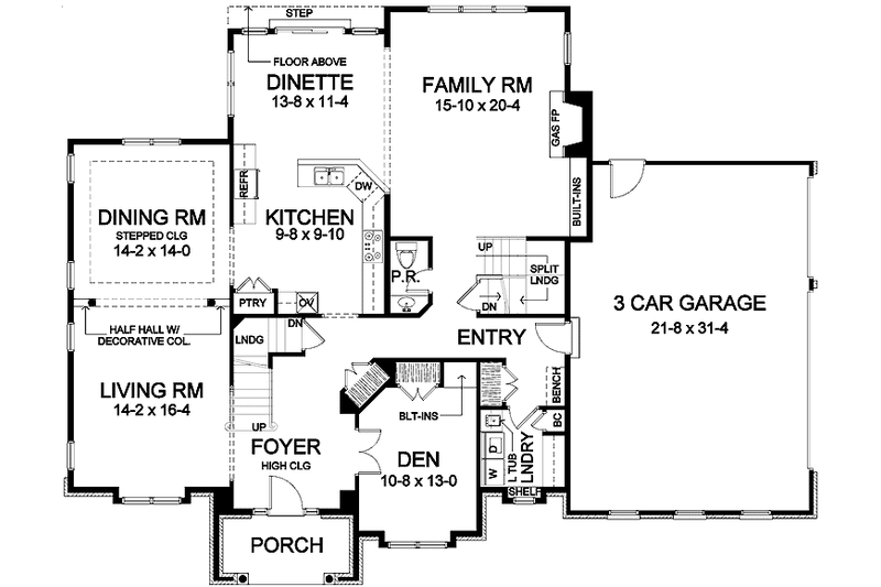 Home Plan - Floor Plan - Main Floor for Classical House Plan #328-414 - 4 bed, 3.5 bath