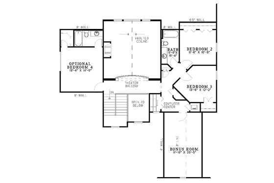 Floor Plan - Upper Floor for European House Plan #17-2932 - 4 bed, 3.5 bath