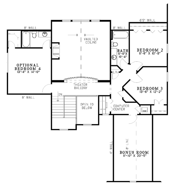 Architectural House Design - European Floor Plan - Upper Floor Plan #17-2932