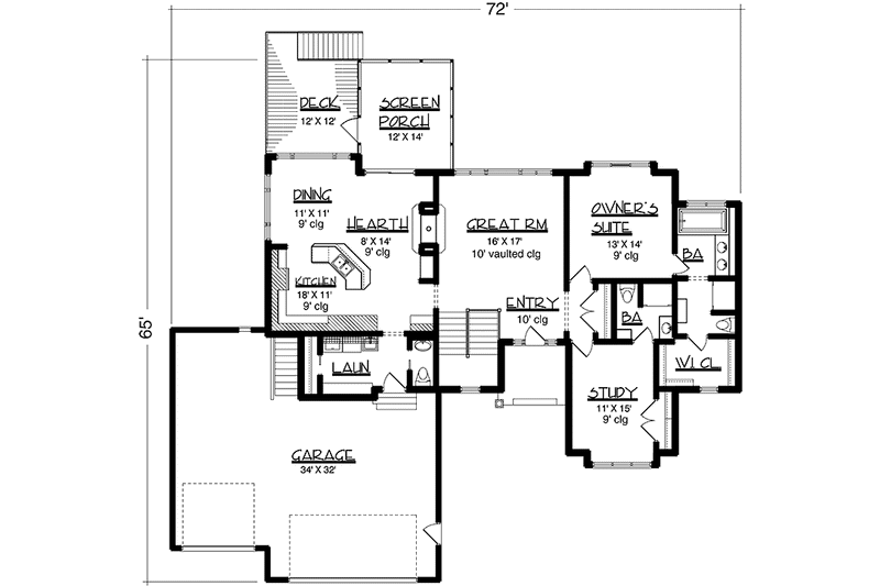 Home Plan - Floor Plan - Main Floor for European House Plan #320-1037 - 2 bed, 2.5 bath