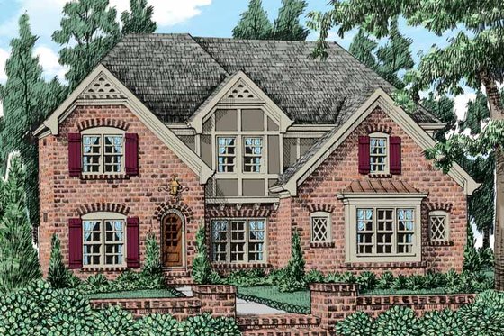 Exterior - Front Elevation 3 for Tudor House Plan #927-437 - 5 bed, 4 bath