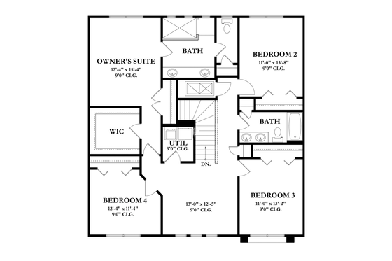Floor Plan - Upper Floor for Mediterranean House Plan #1058-61 - 4 bed, 2.5 bath