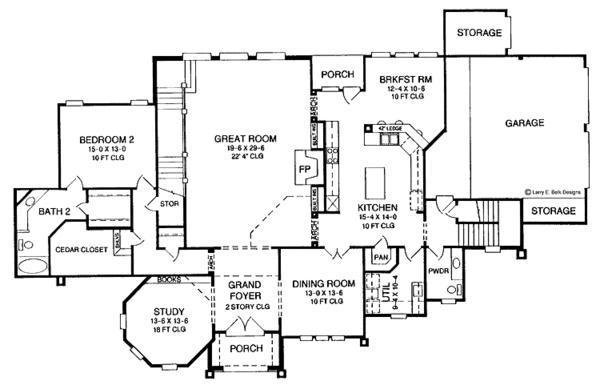 House Blueprint - European Floor Plan - Main Floor Plan #952-140