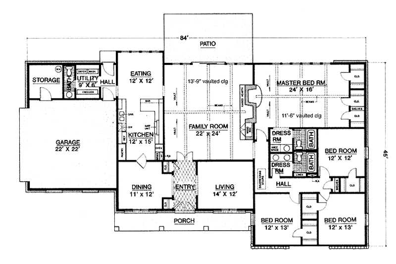 Home Plan - Floor Plan - Main Floor for Country House Plan #45-462 - 4 bed, 2.5 bath