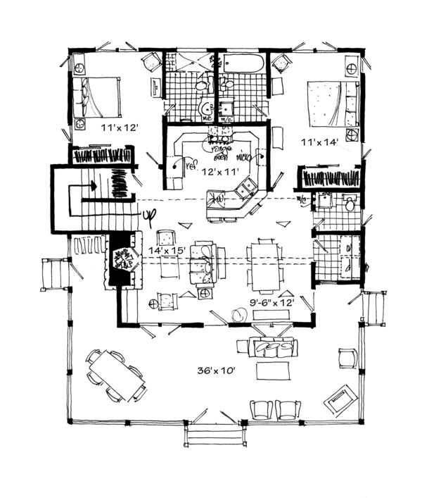 Home Plan - Cabin Floor Plan - Main Floor Plan #942-34