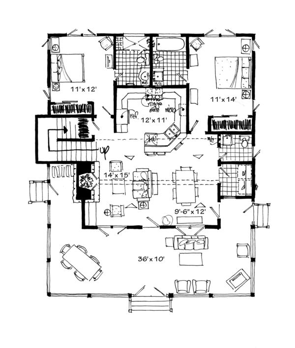 Architectural House Design - Cabin Floor Plan - Main Floor Plan #942-34