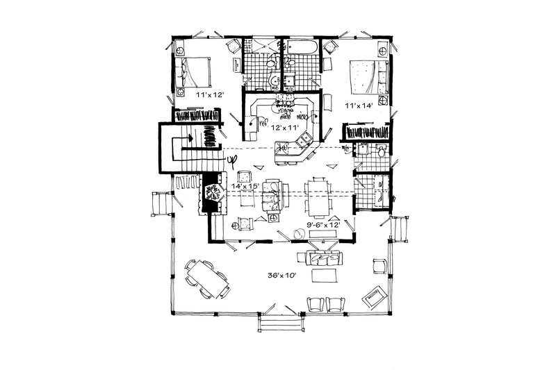 Dream House Plan - Floor Plan - Main Floor for Cabin House Plan #942-34 - 3 bed, 0 bath